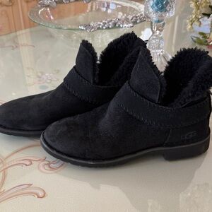 UGG Black Suede McKay Ankle Booties with Plush Lining